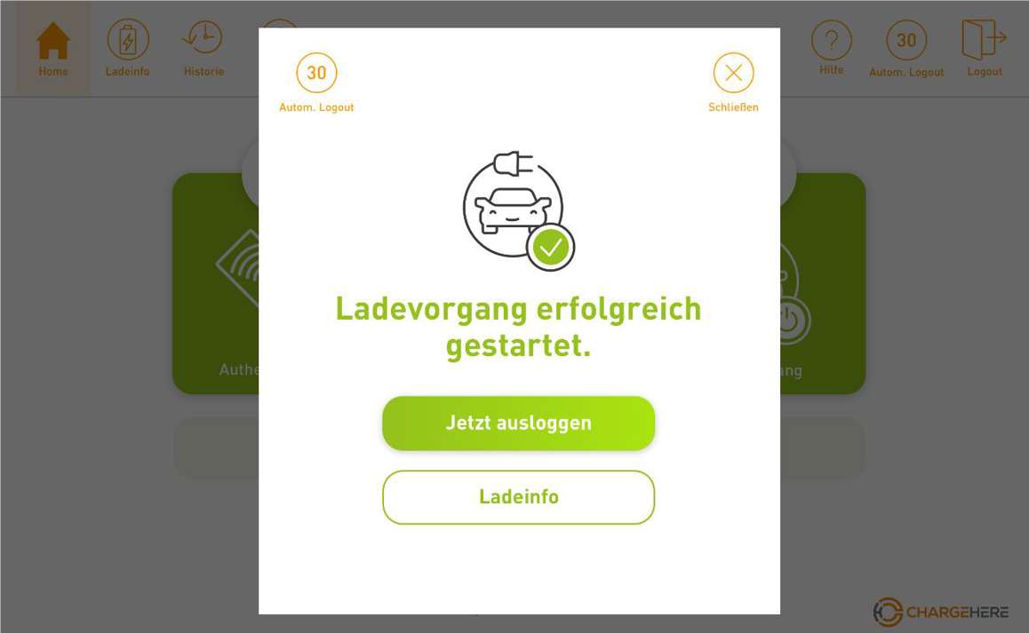 Ladevorgang ausgeloggt ChargeControl